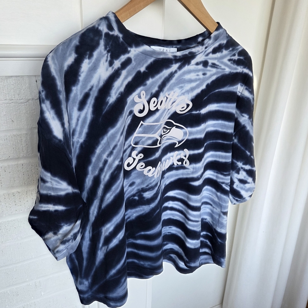 Wear By Erin Andrews Seattle Seahawks Blue Tie Dye Womens Size XL 100% Cotton